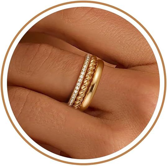 Women's Gold Coating Stacked Diamond Simple Affordable Rings