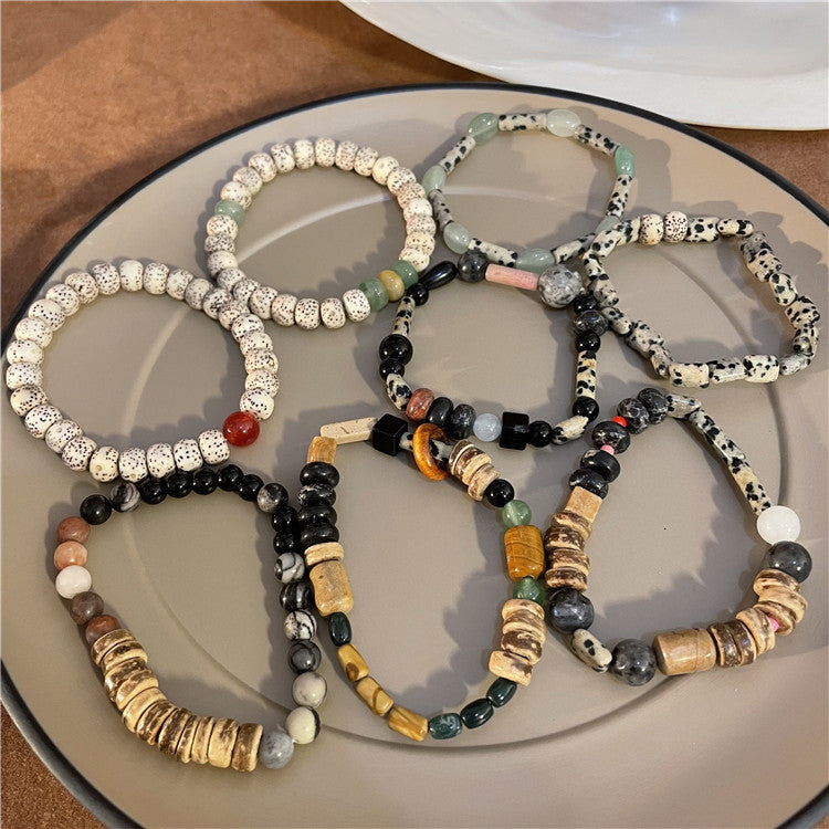 Bracelets naturels classiques en perles de Style chinois pour femmes, couleurs assorties