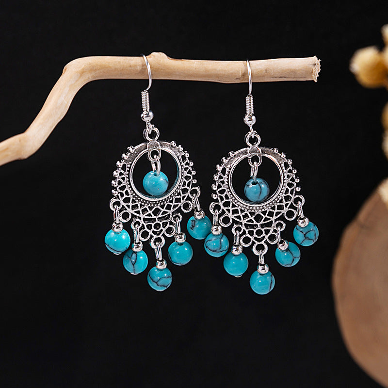 Tassel Turquoise Retro Minority Ethnic Style Earrings