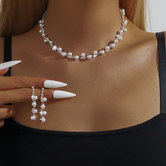 Beautiful Bridal Three-piece Wedding Evening Dress Jewelry Set