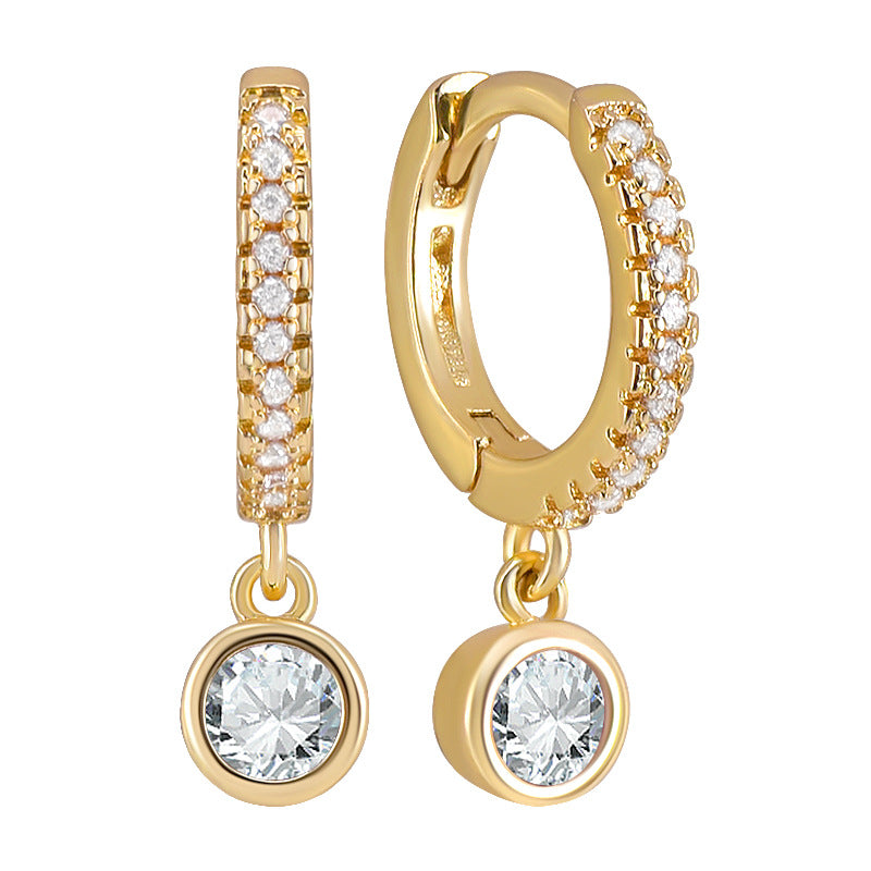 Colorful Round Zircon Female Personality Creative Geometric Fashion Ear Clip Rings