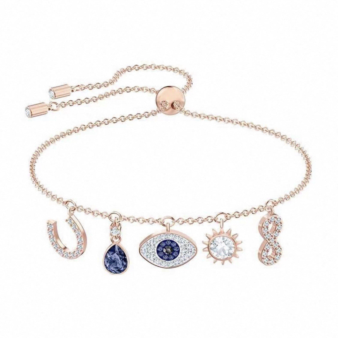 Pair Version Devil's Eye Series Tassel Elements Crystal Rings
