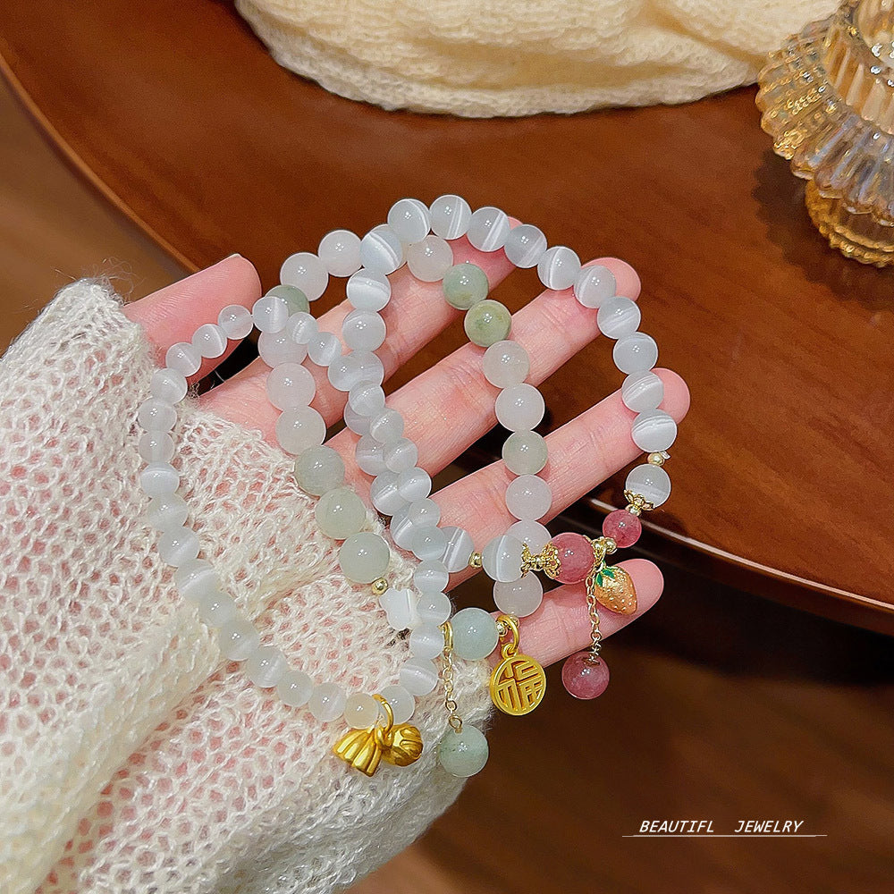 Bracelets créatifs en perles de cristal et pierre naturelle pour femmes, à la mode