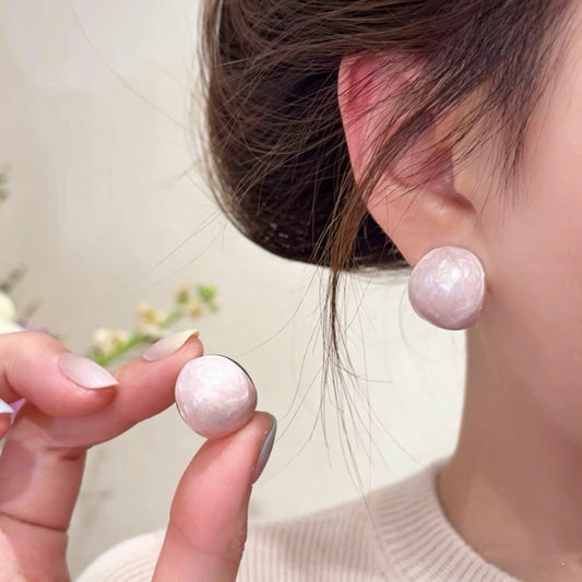 Women's Light Pink Purple Flash Round Cake Ethereal Design Earrings