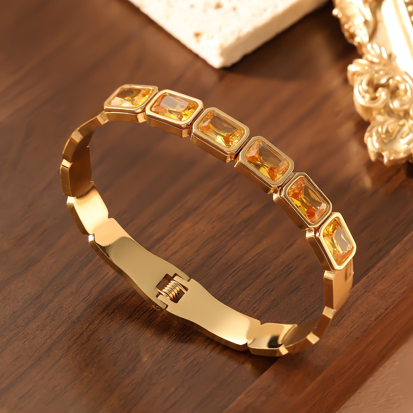 Steel Square Colored Design Trendy Cool Bracelet