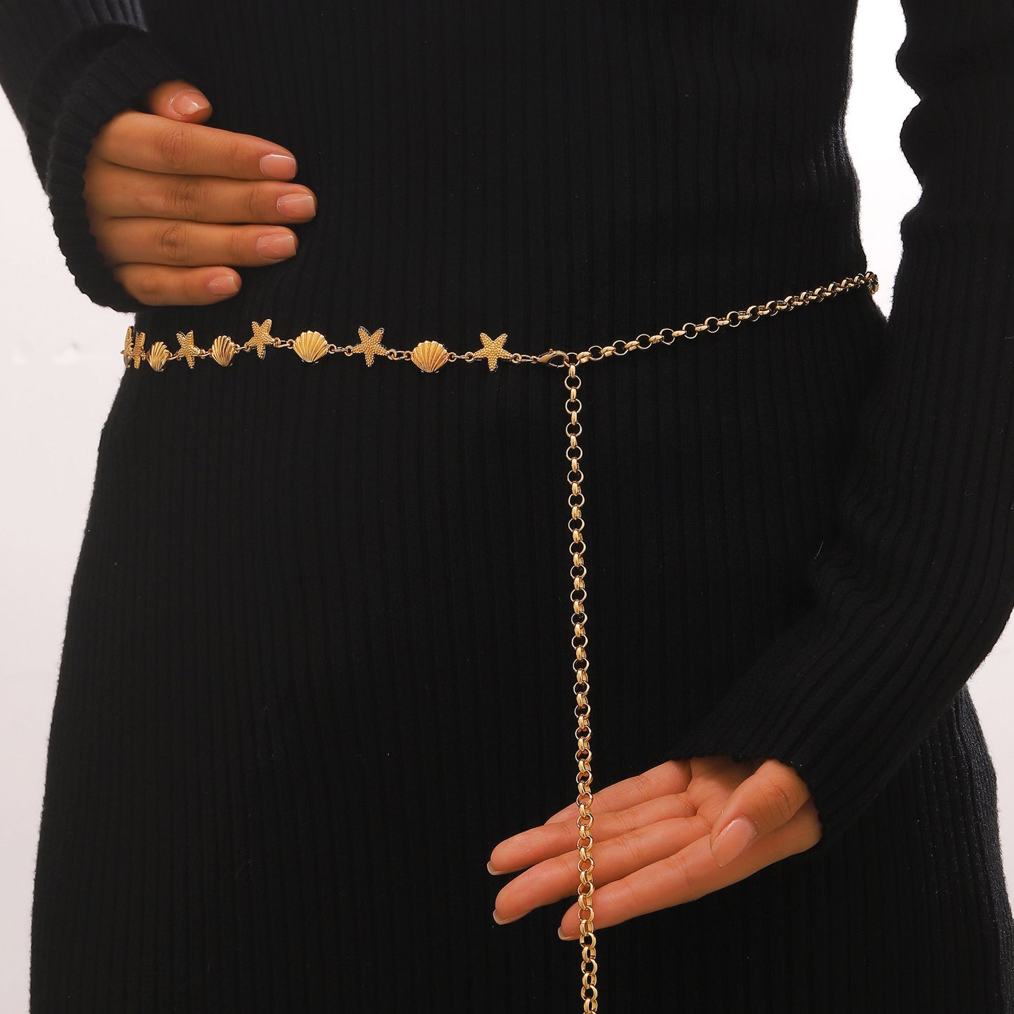 Women's Ocean Style Shell Starfish Waist Chain For Jewelry Set
