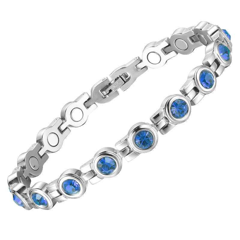 Women's Fashion Simple Rhinestone Zircon Stainless Steel Bracelets