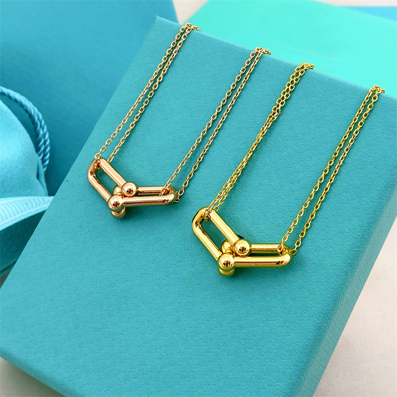 Women's Diamond Horseshoe Clavicle Chain Versatile Personality Necklaces