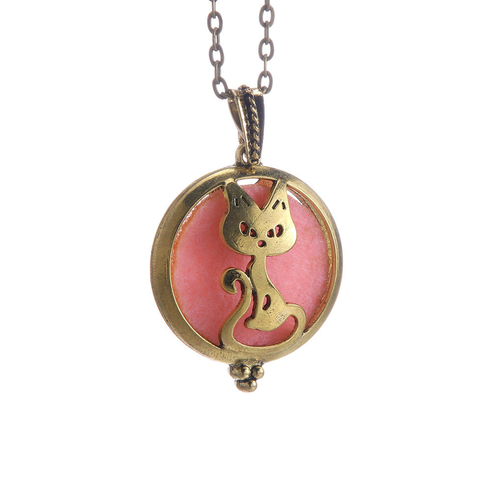 Hollow Lucky Tree Round Alloy Medal Charm Necklace