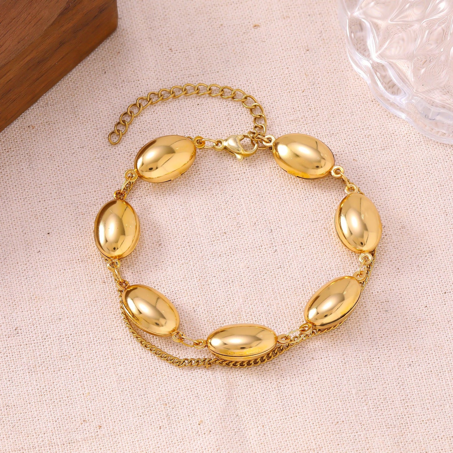 Women's French Minority Simple Stainless Steel Double Layered Gold Titanium Bracelet