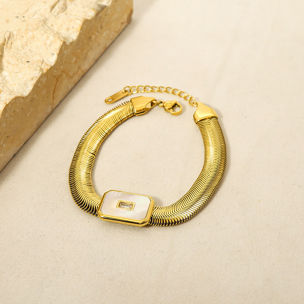 Natural Stone Titanium Steel Niche Gold-plated Snake Bracelets