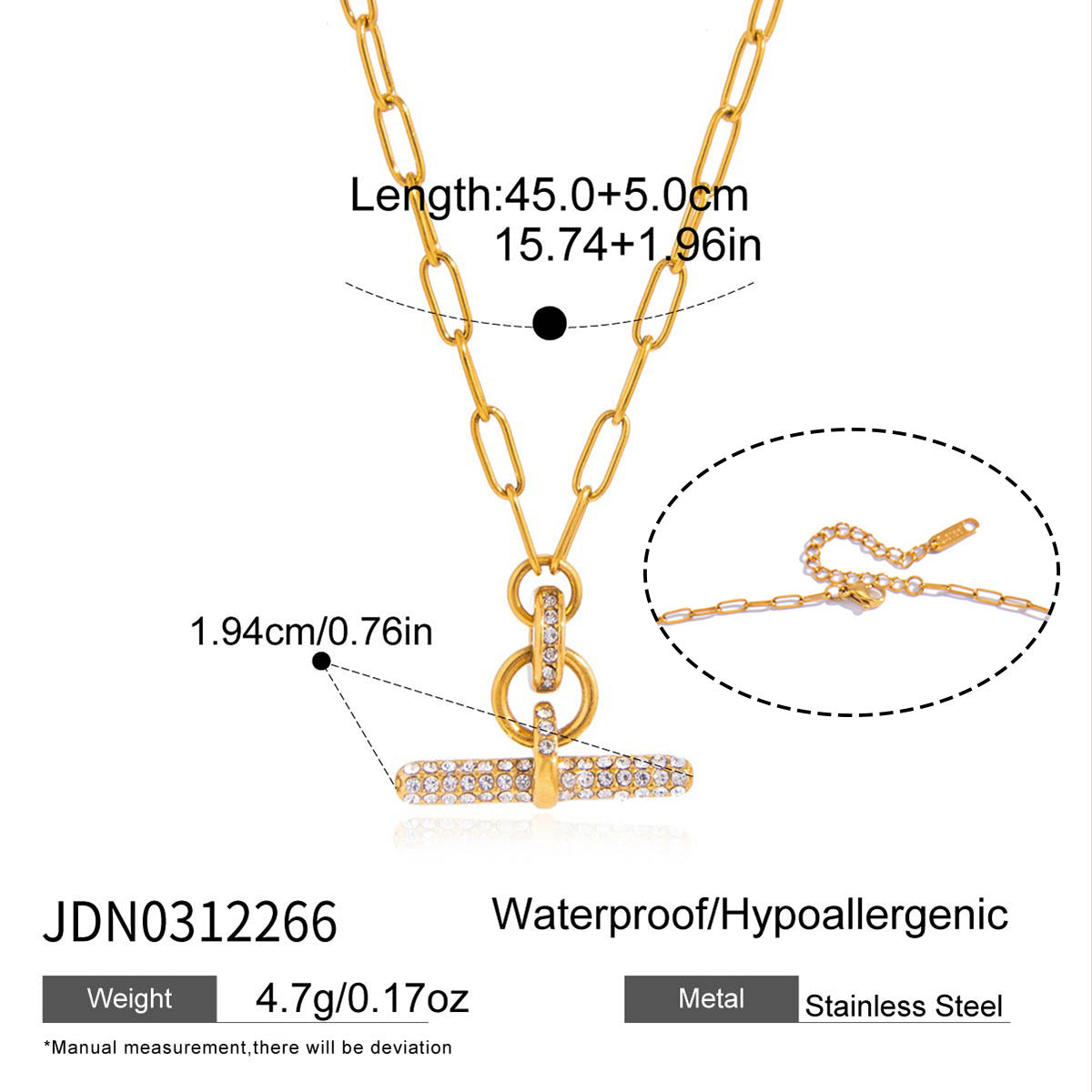 Women's Classic Wind White Rhinestone Stainless Steel Necklace