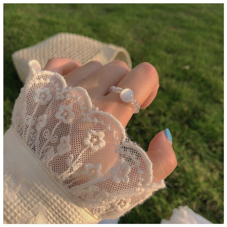 Women's Colorful Beaded Broken Sier Fashionable Special Rings