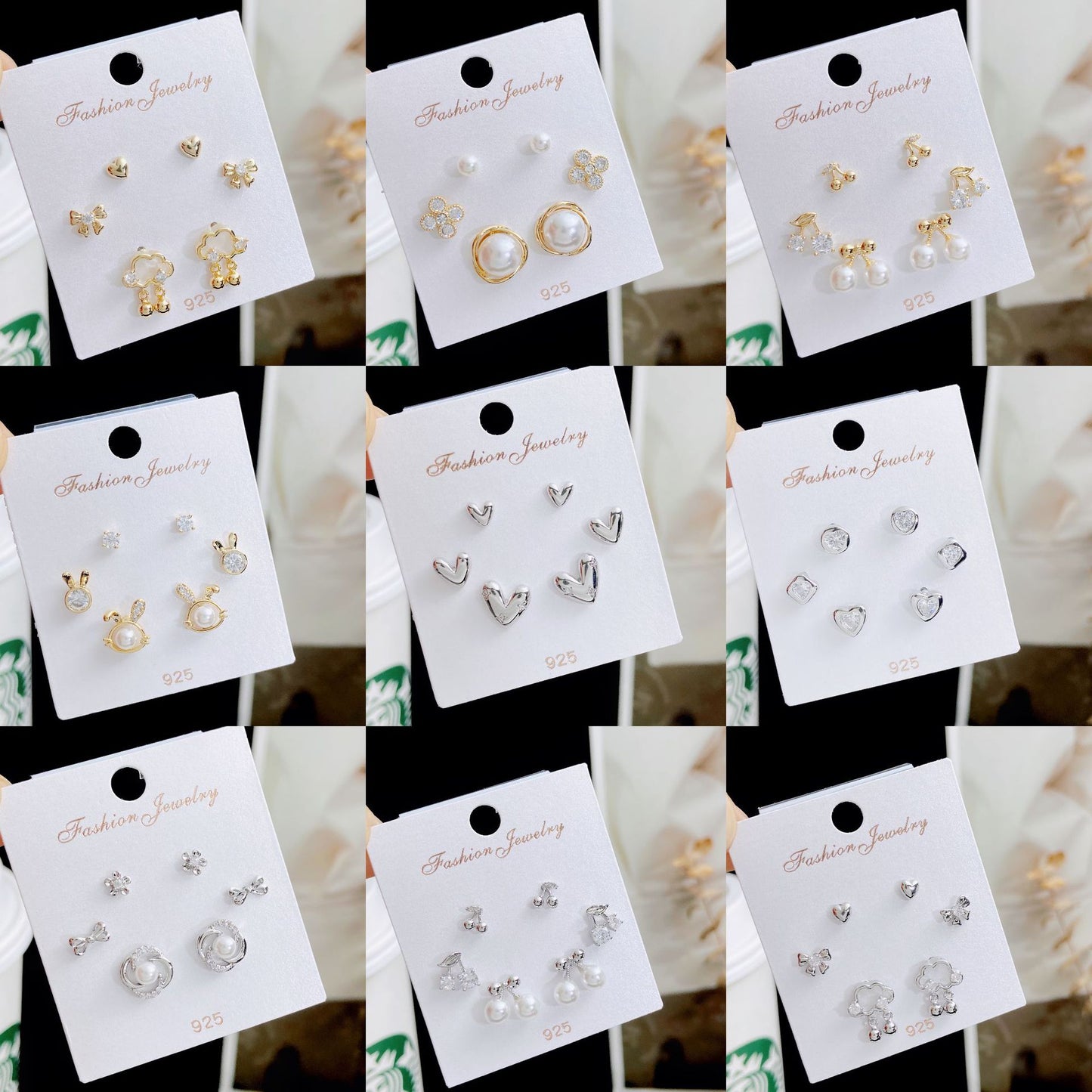 Women's Three Pairs Storage Ear High Sense Earrings