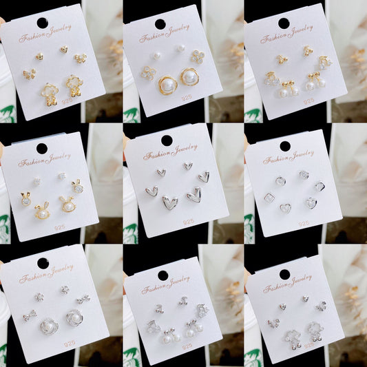 Women's Three Pairs Storage Ear High Sense Earrings