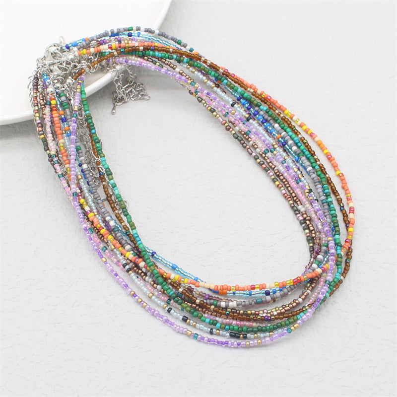 Korean Style Bohemia Khaki Beaded Bead Sweet Necklaces