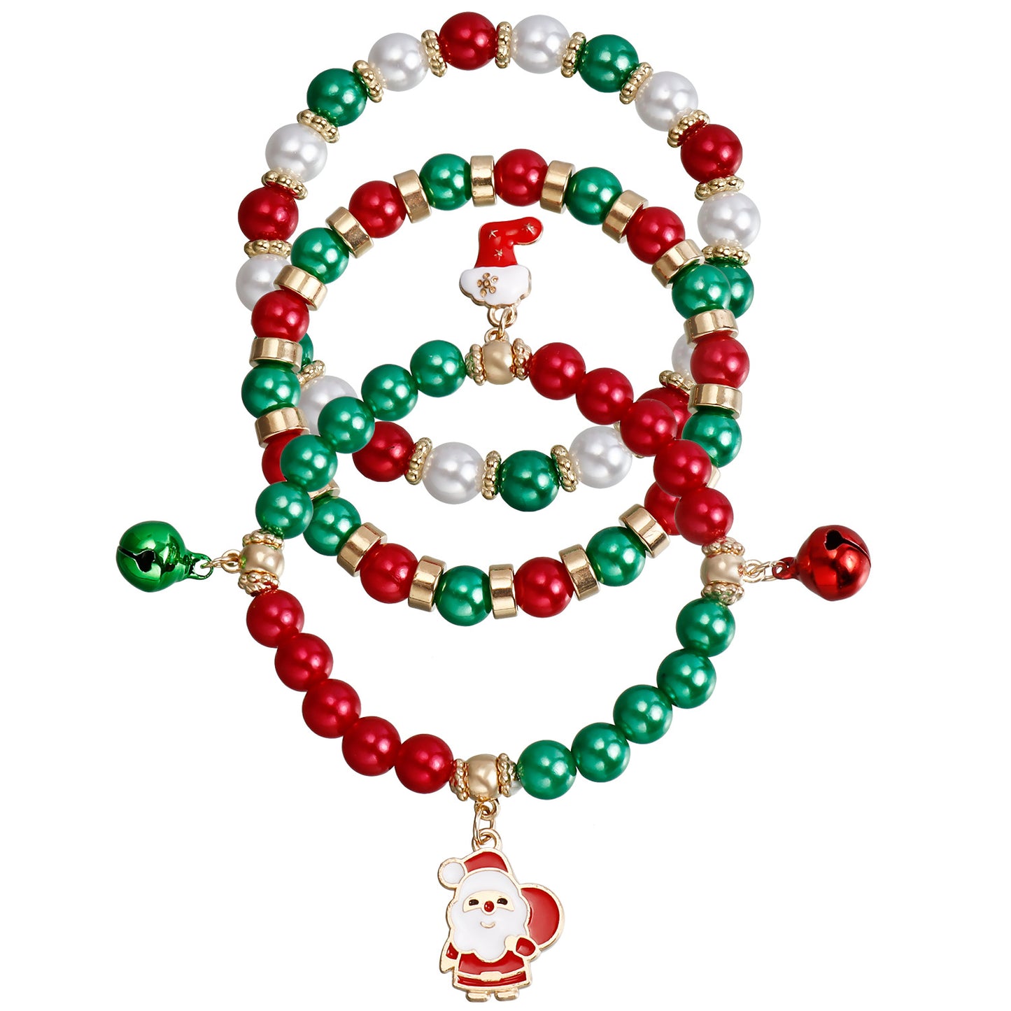 Christmas Santa Claus Color Beaded Suit Bracelets