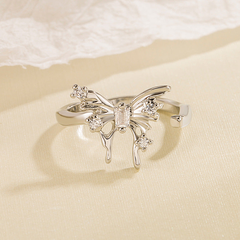 Irregular Three-dimensional Butterfly Opening Female Niche Design Adjustable Rings