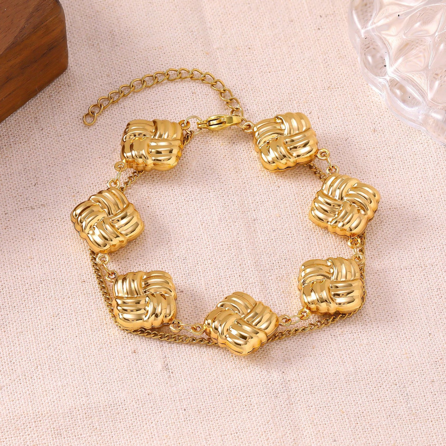 Women's French Minority Simple Stainless Steel Double Layered Gold Titanium Bracelet