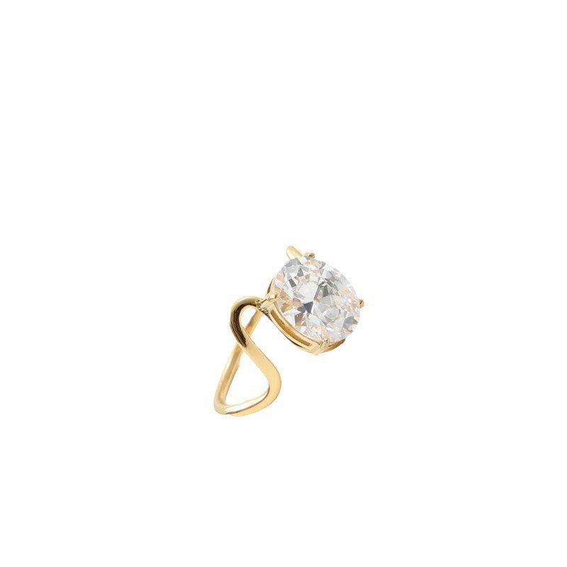 Irregular Curve Oval Zircon Titanium Steel Gold Bracelet
