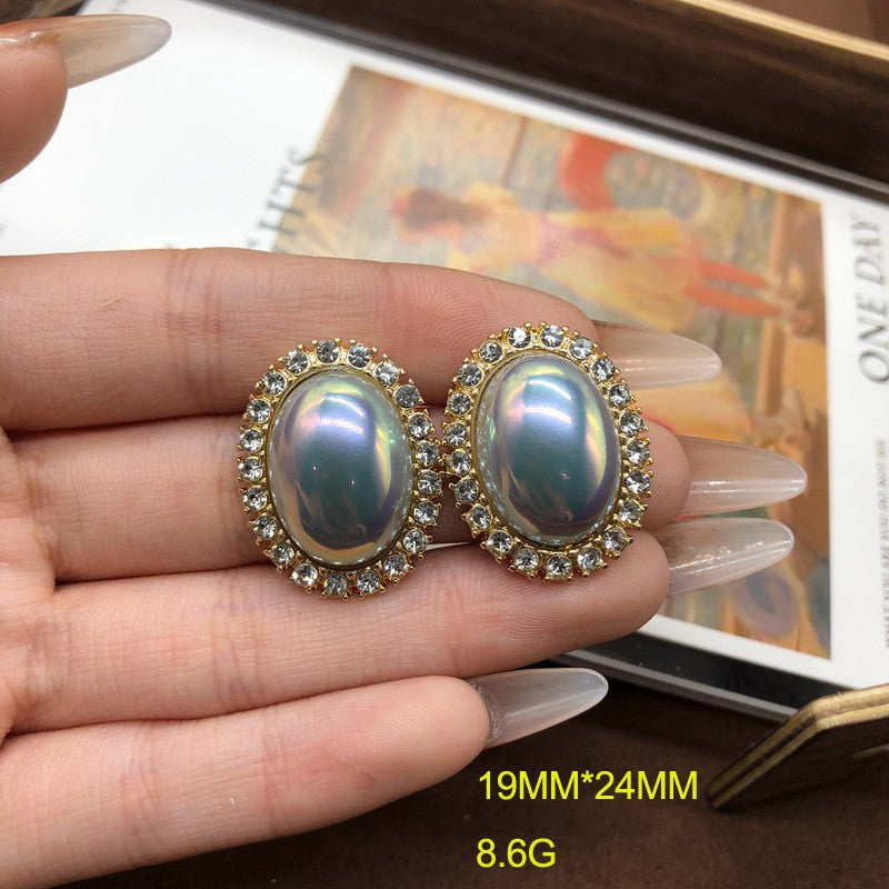 Women's Western Retro Mabe Pearl Ear Clip Hepburn Style Cheongsam Formal Jewelry Set