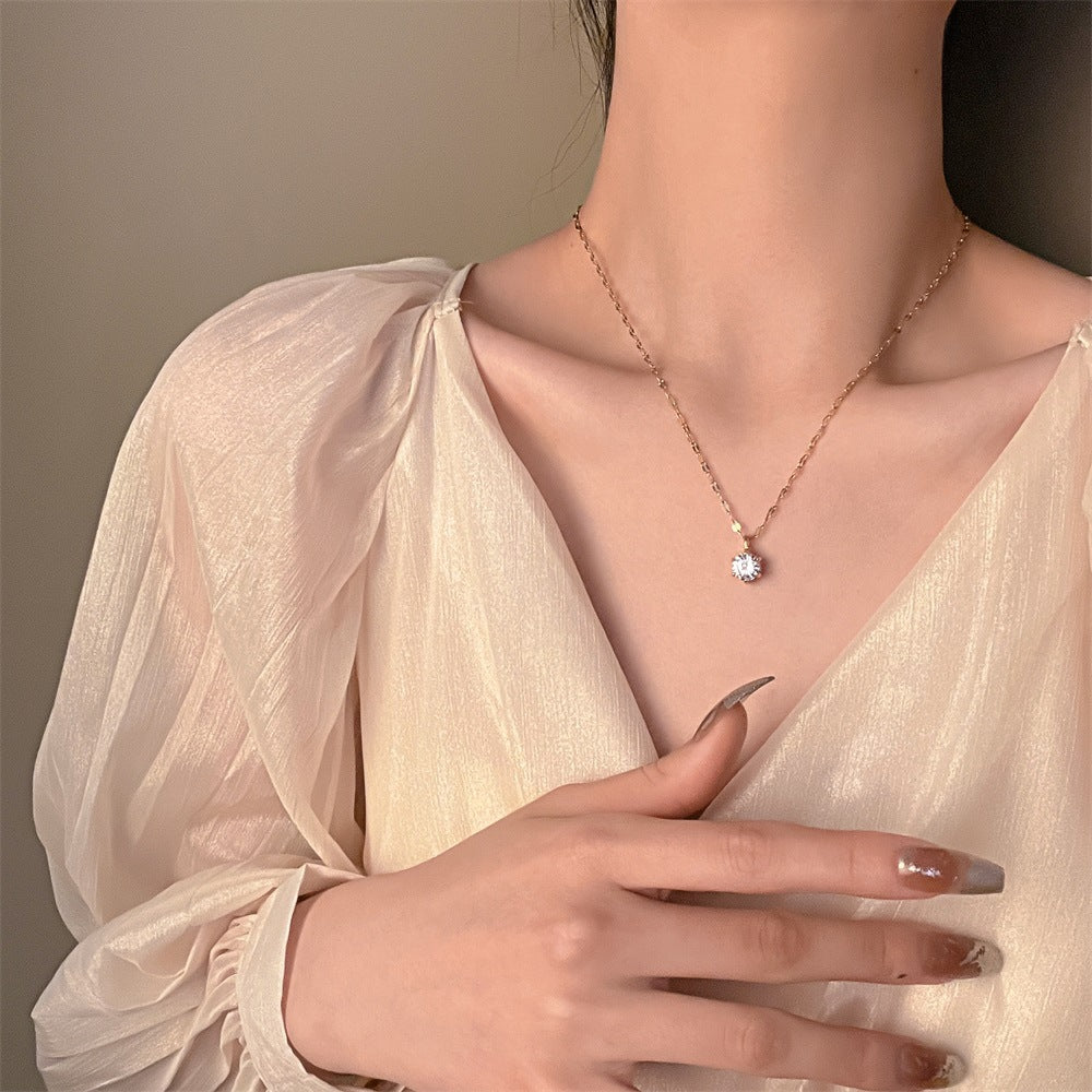 Solitaire Female Clavicle Chain Light Luxury Minority Necklaces