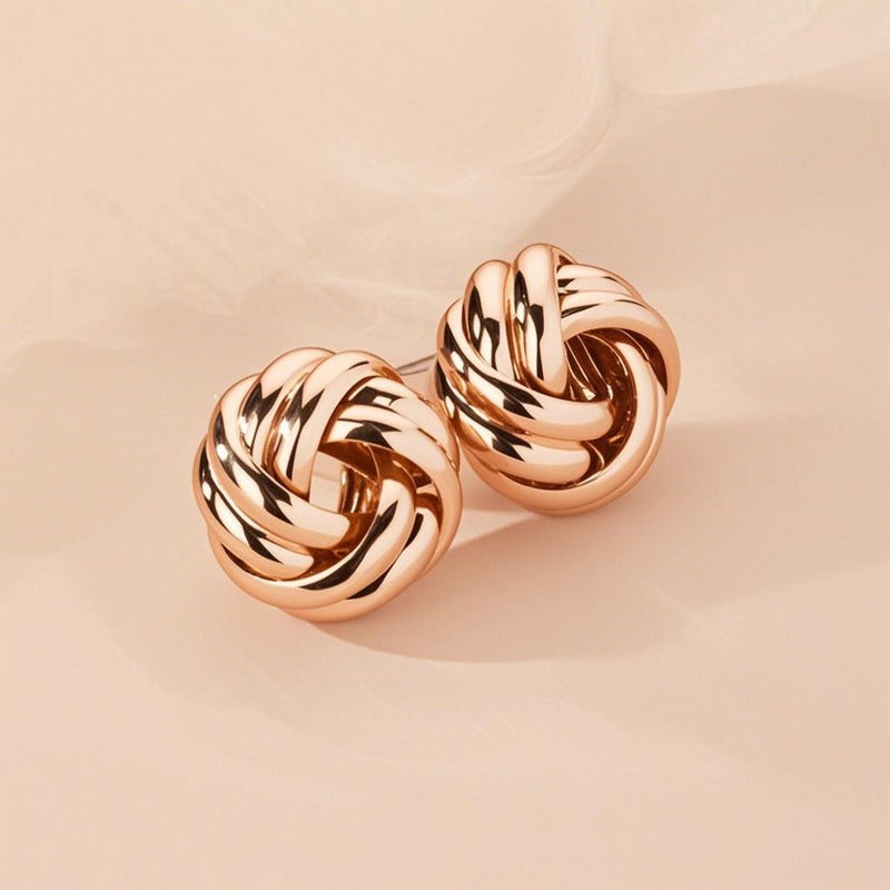 Special Offer Simple Circle Twist Knotted Golden Stud Earrings
