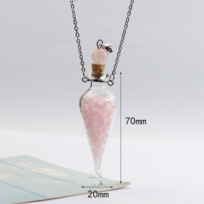 Transparent Heart-shaped Colored Glaze Perfume Essential Necklaces