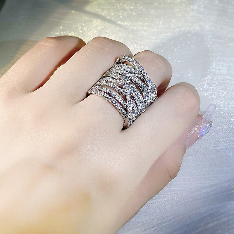 Inlaid Fine Brick Exaggerated Creative Ornament Rings