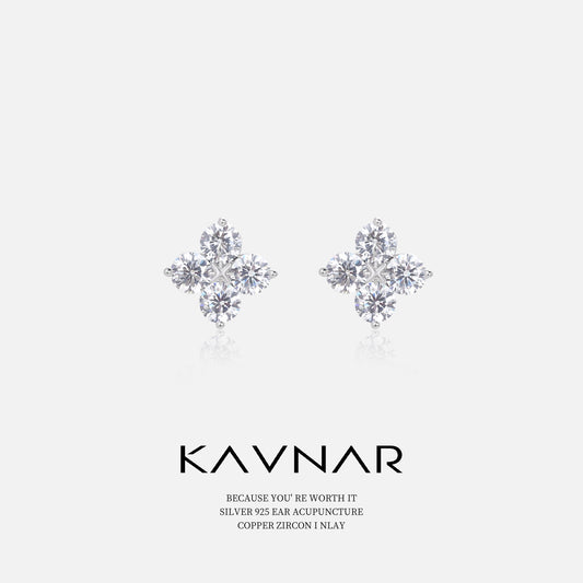Stars Zircon Ear Fashionable Sier Pin Stud Earrings
