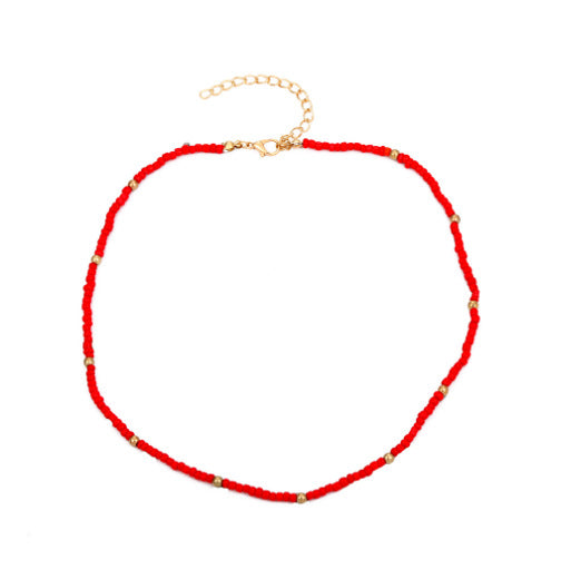 Fashion Beaded Colorful Small Beads Summer Beach Clavicle Chain Necklace