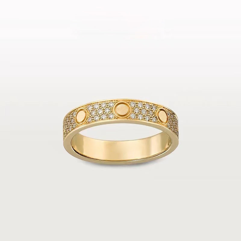 Starry Sky Double Row Drill Three-row Black Nail Ring