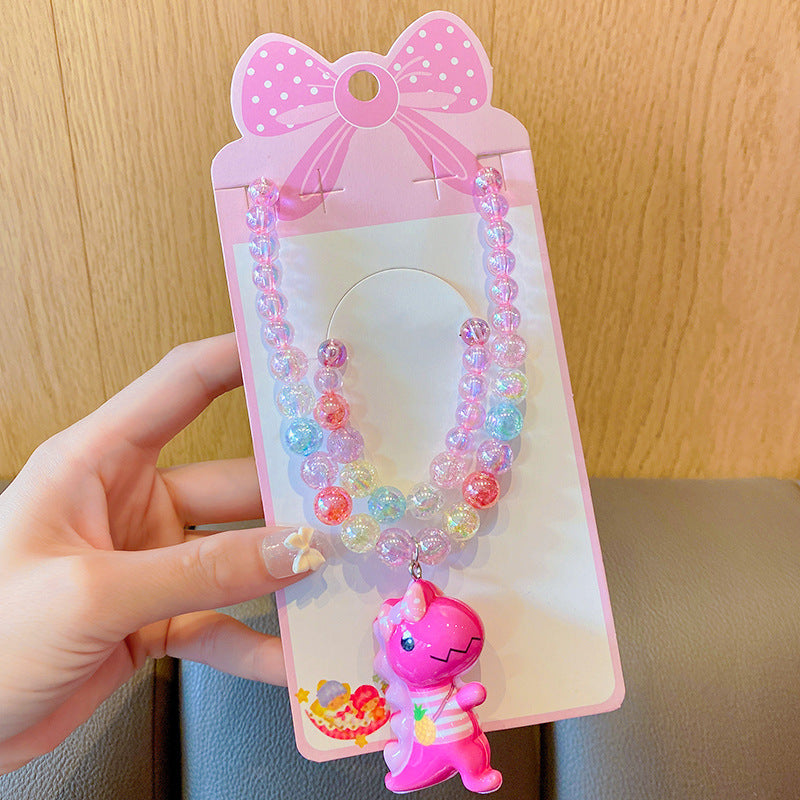 Children's Pink Belle Ear Clip Suit Princess Little Necklaces