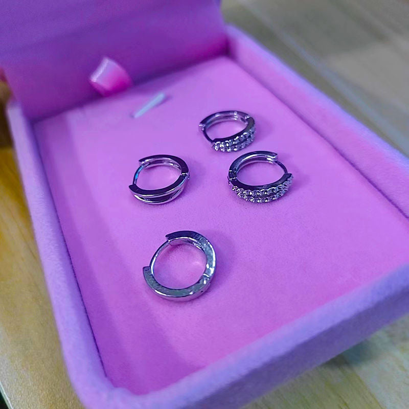 Circle Ear Clip Niche Design Sier Pin Light Luxury Earrings