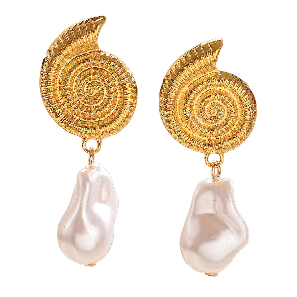 Women's Bohemian Style Vintage Snail Pearl Eardrops Baroque Earrings