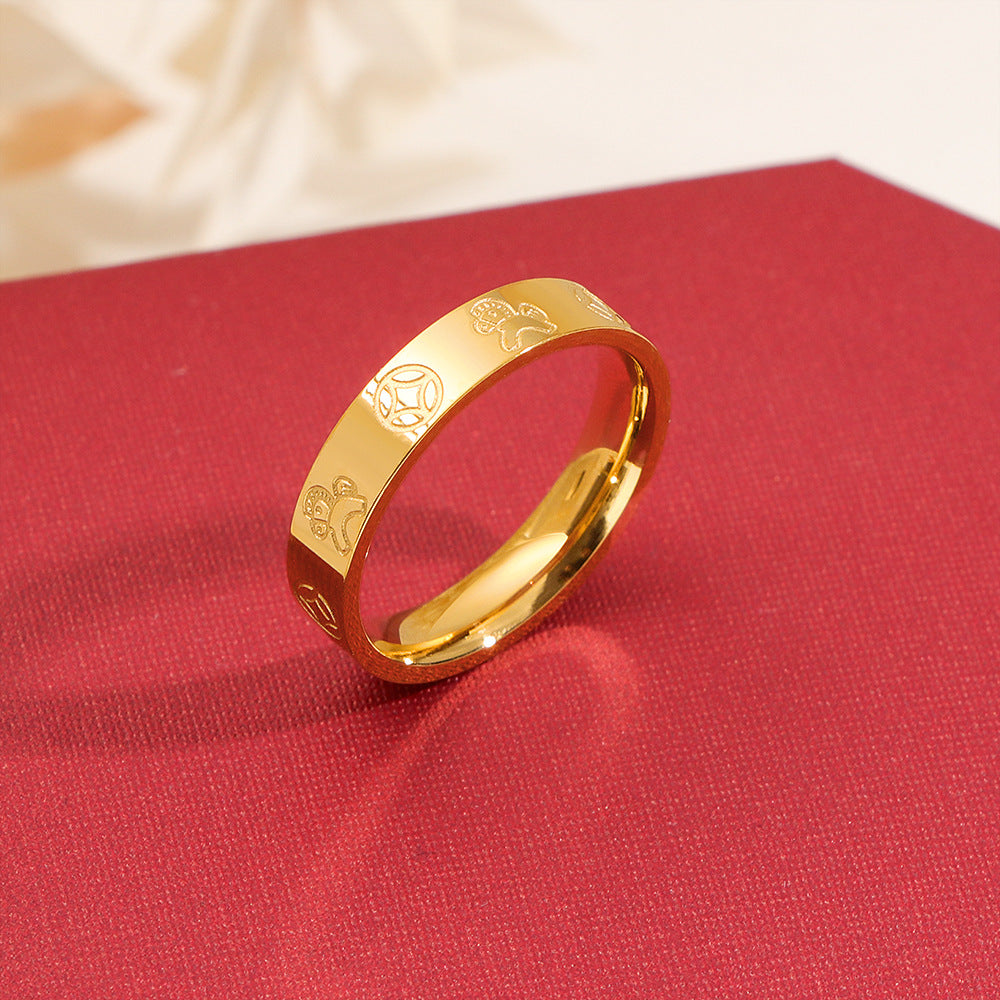 Steel Immediately Rich Female Senior Design Couple Copper Coins Can't Ring