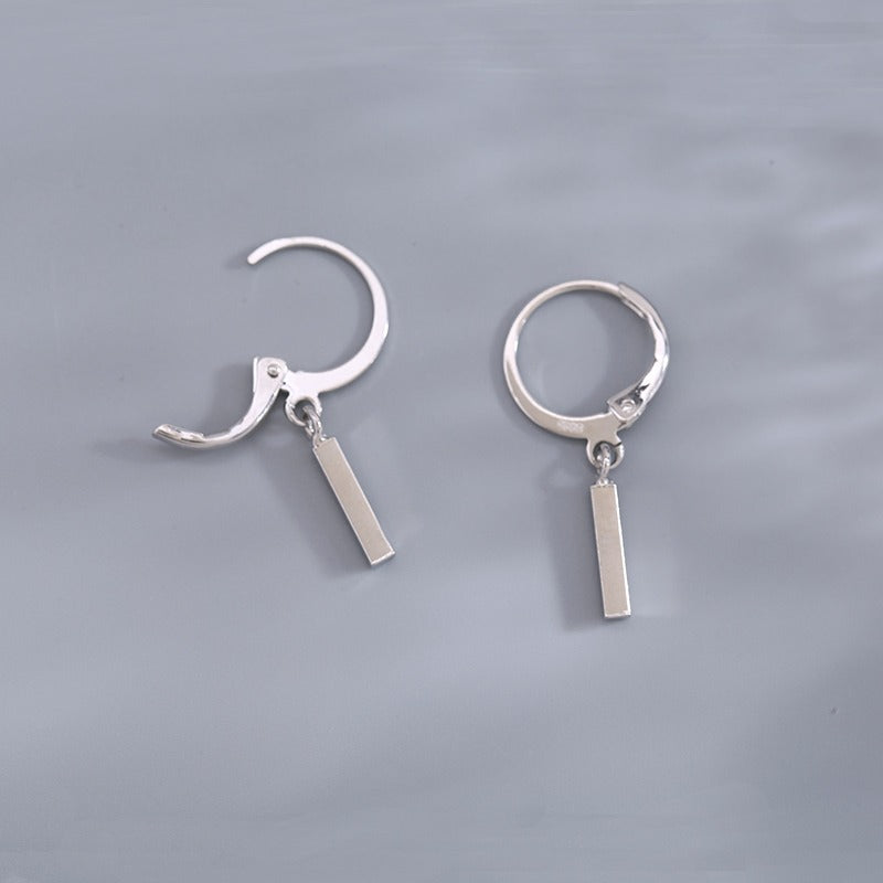 Women's Sier Needle Geometric Word Ear Clip Earrings