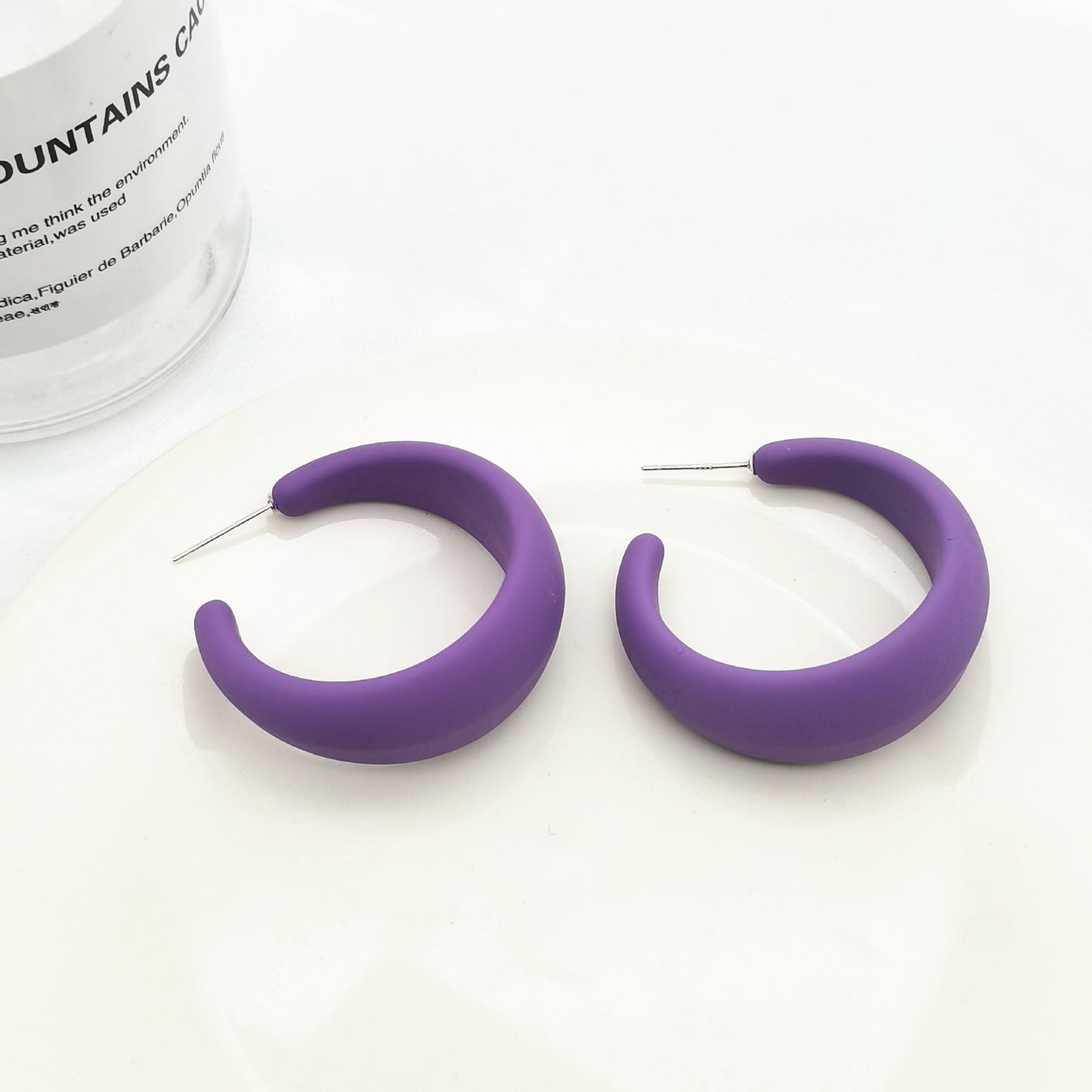 Needle Color Resin Circle Candy Shaped Fluorescent Cute Personality Stud Earrings