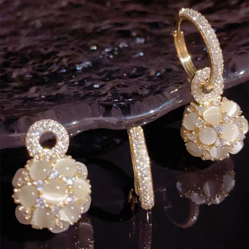 Opal High-grade Light Luxury Temperament Zircon Earrings