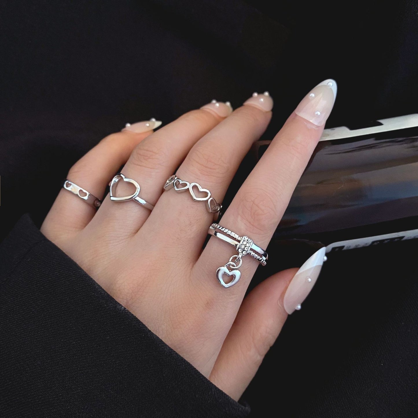 Clearance Vintage Creative Heart Hollow Butterfly Rings