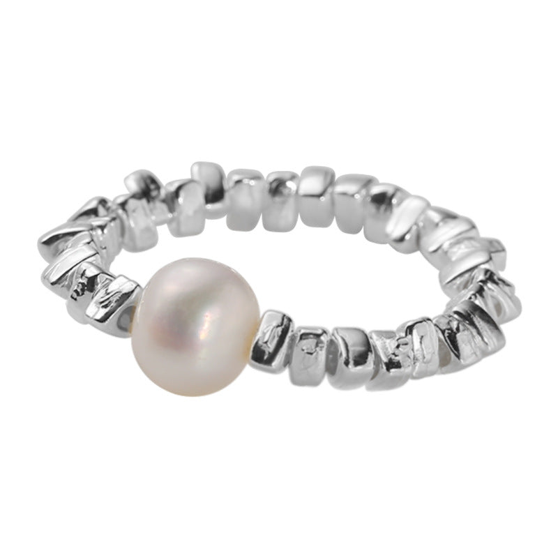 Women's Sier Small Pieces Of Pearl Fashion Rings