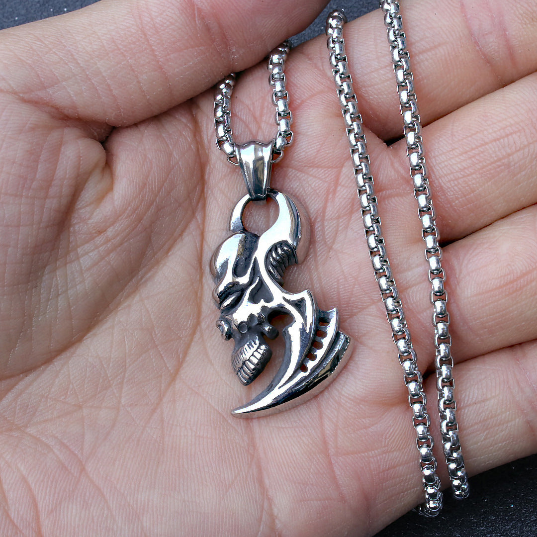 Men's Punk Titanium Steel Skull Personality Retro Domineering Necklace