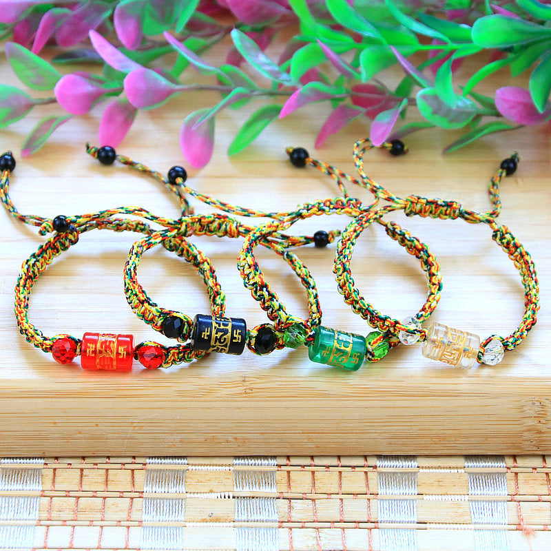 Words Mantra Barrel Beads Line Woven Bracelets