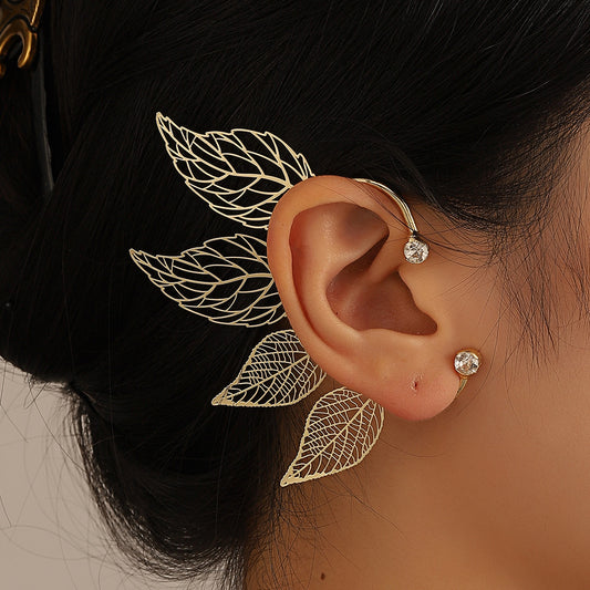 Diamond Hollow Leaves Ear Hanging Trendy Earrings