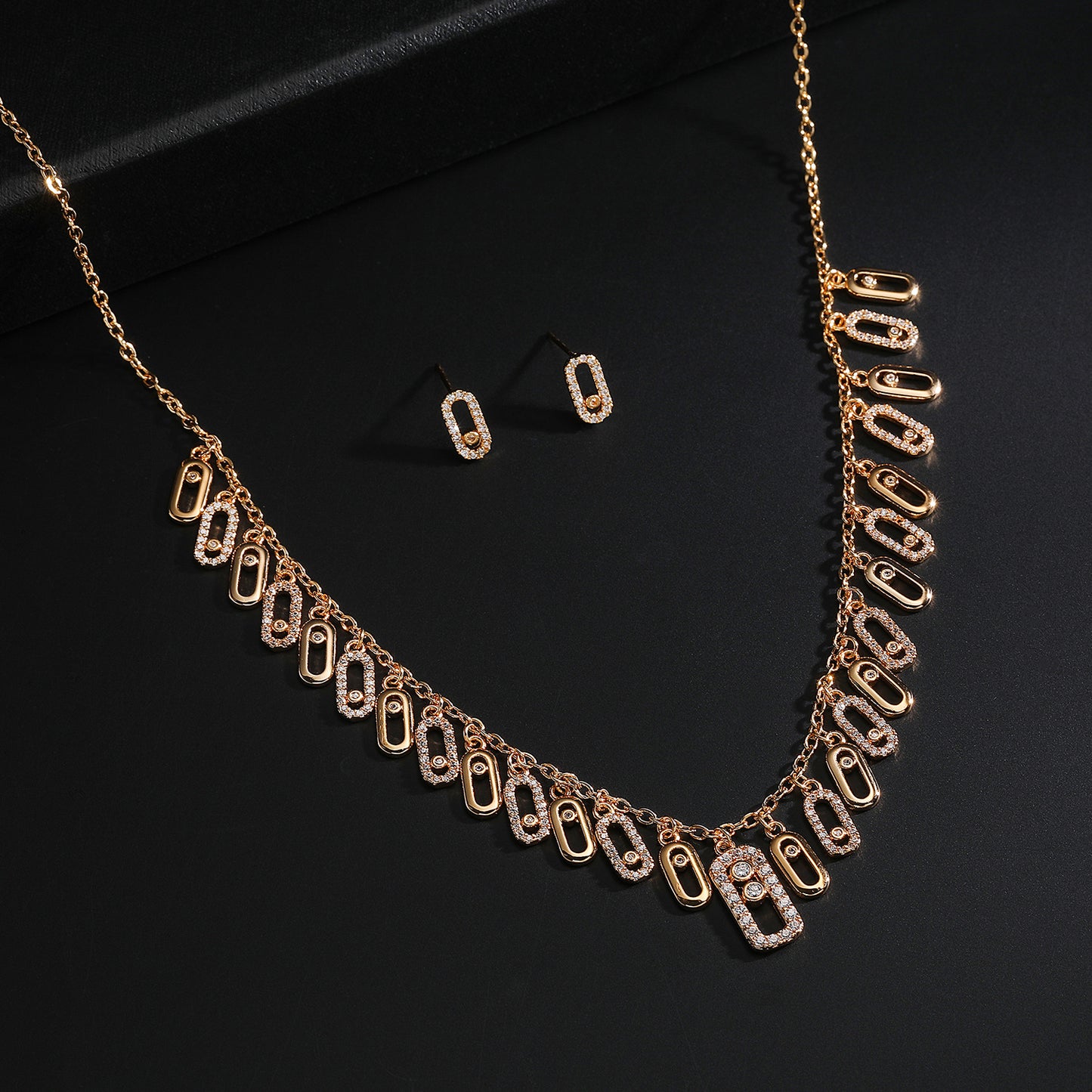 Copper Plated Gold Combination Fashion Versatile Jewelry Set
