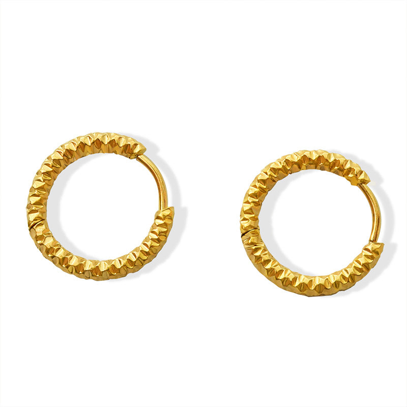 Geometric Cold Wind Embossed Circle Niche Titanium Steel Rings