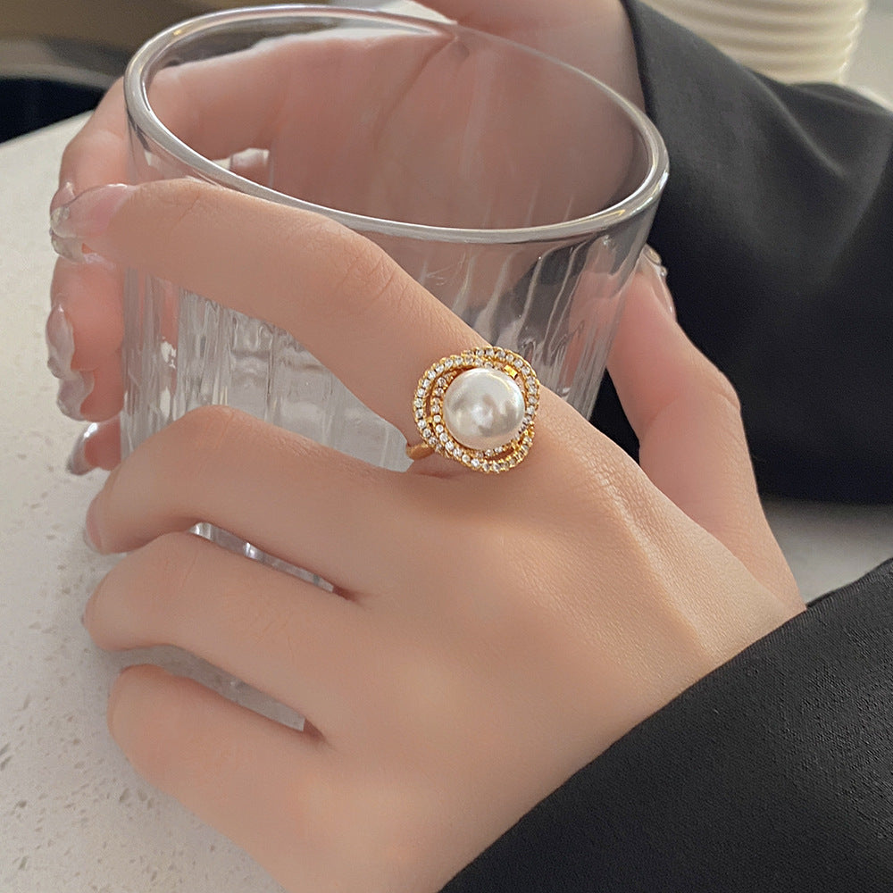 Korean Style Affordable Luxury Premium Pearl Minority Refined Zircon Rings