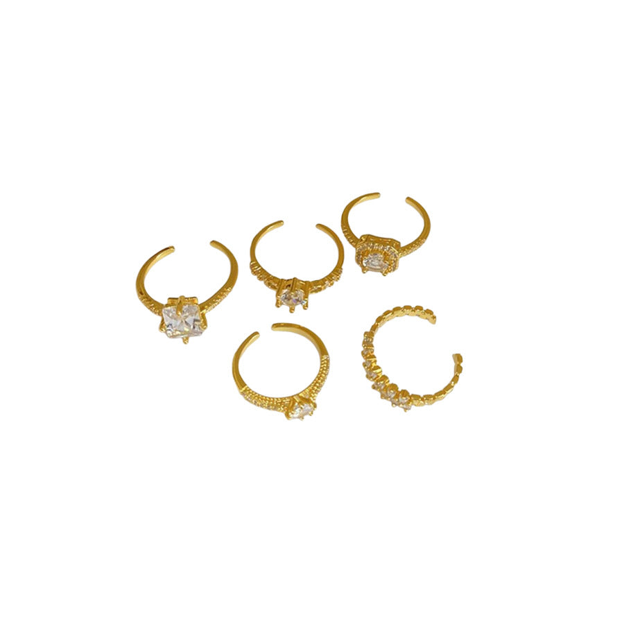 Inlaid Zircon Love Round Open Niche High Sense Rings