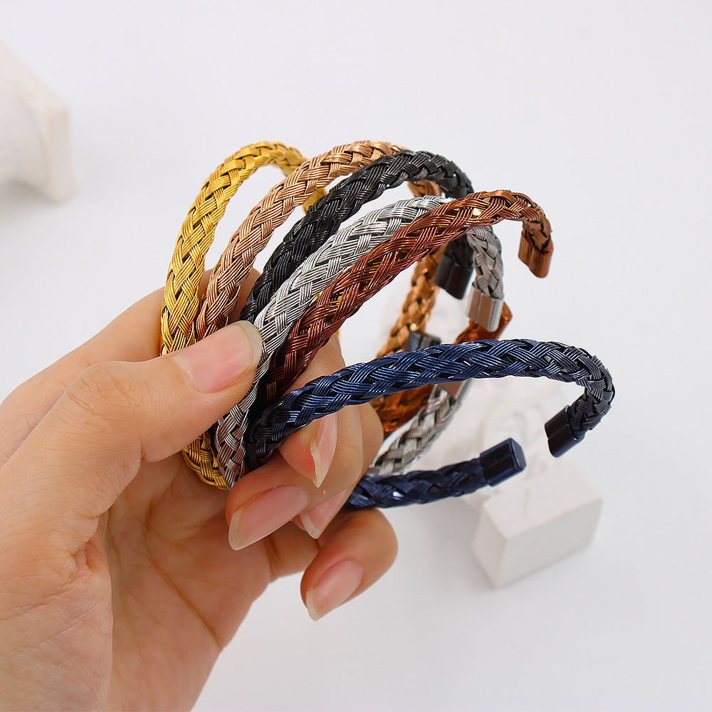 Simple Stainless Steel Twist Braid Wire Bracelets