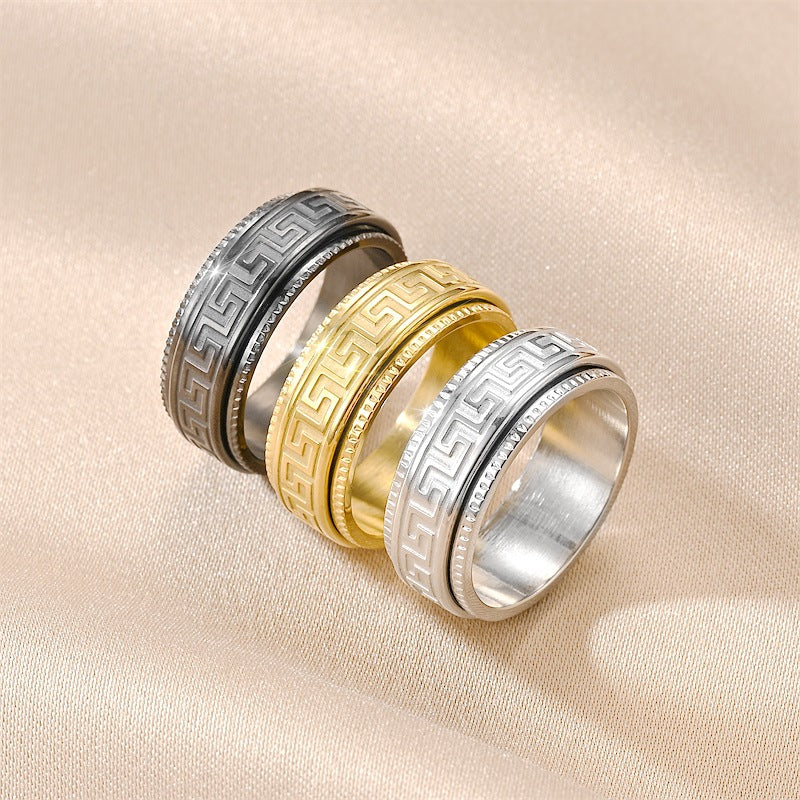 Men's Titanium Steel Decompression Rotating Fashion Couple Rings